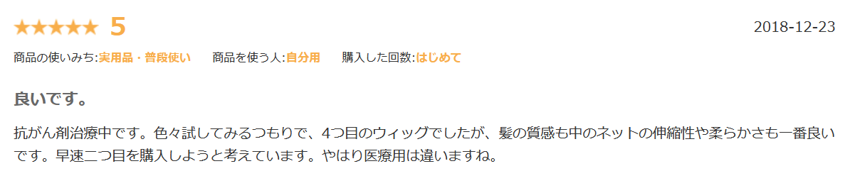 アクアドール医療用ウィッグ楽天口コミ③