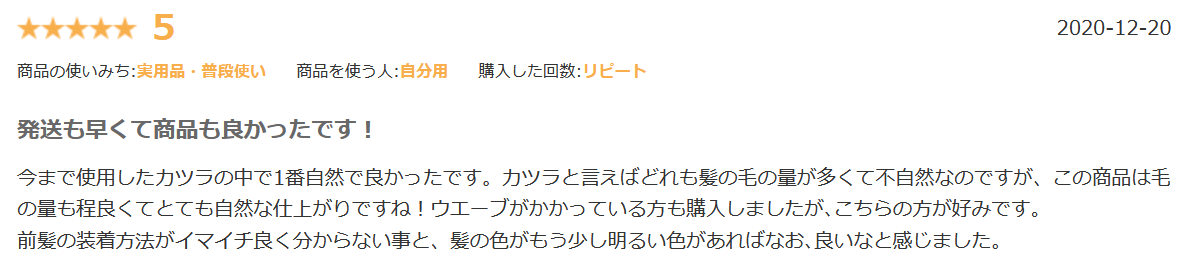 アクアドール帽子ウィッグ楽天口コミ①